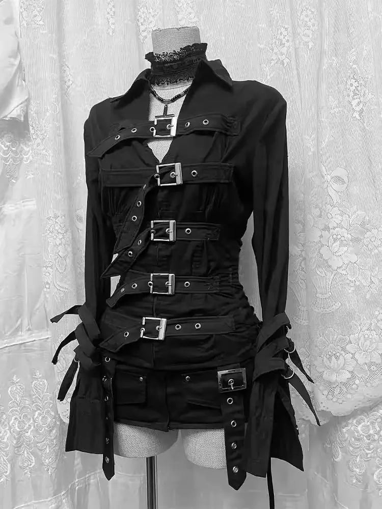 Subculture Harajuku Vintage Safari Coats with Hooded Women Zipper Sweatshirts Casual Streetwear Grunge Jacket Y2k Stand Neck LadyShow.Store