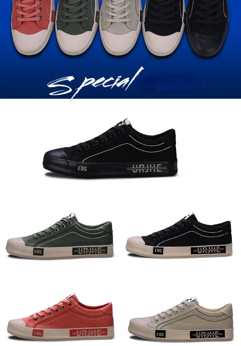 2026 New Men Canvas Shoes Breathable Outdoor Mens Casual Shoes Comfortable Spring Autumn Cloth Flat Shoes Black Walking Sneakers Pi-Mart