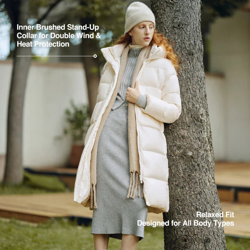 Semir Long Down Jacket Women Waterproof Hooded Coat 2025 Winter New Loose Girls' Jacket Multi-Color Thicken Windbrake Down Coat LadyShow.Store