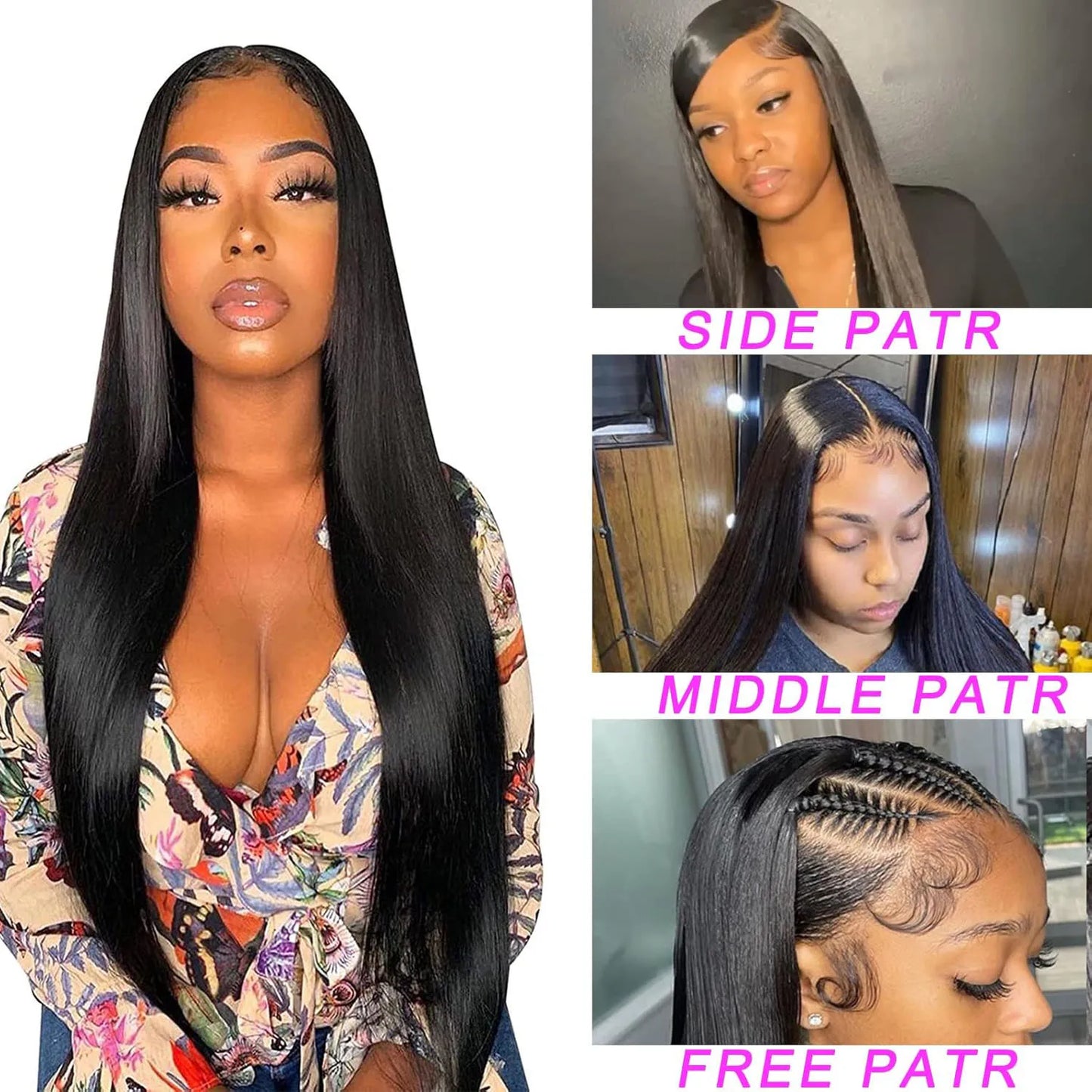 13x6 Lace Front Wigs Human Hair Pre Plucked Straight Human Hair Wig 200% Density HD Lace Frontal Wigs for Women Natural Black LadyShow.Store