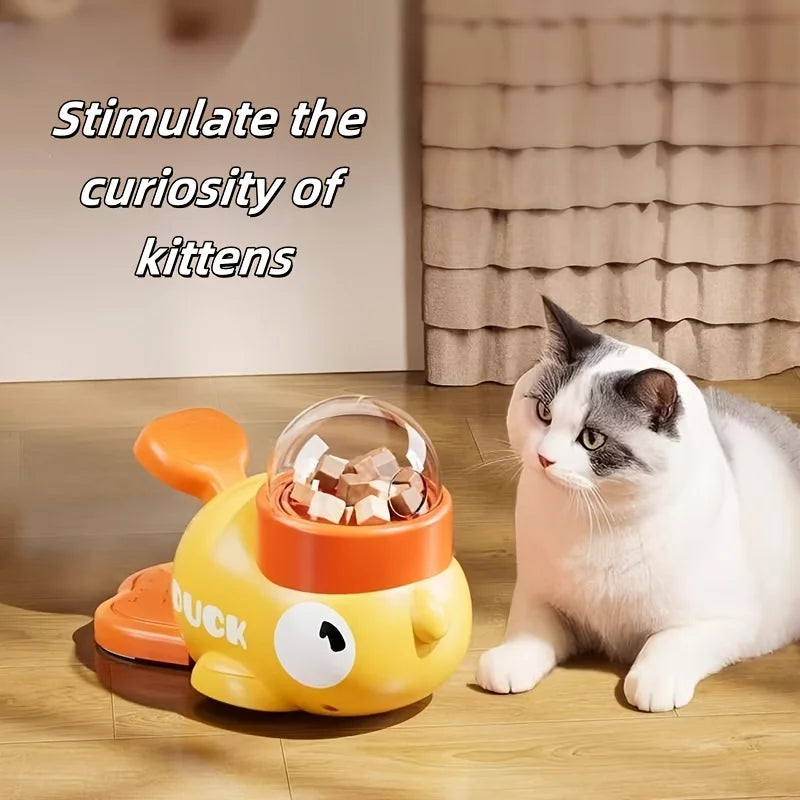 Interactive Cat Feeder Toy, Interactive Cat Toy - No Battery Needed, Manual Press Food Dispenser for All Cats, Duck Design Pi-Mart