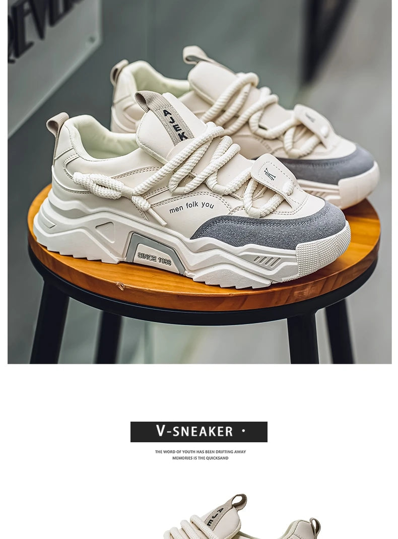 New Men's Casual Sneakers 2025 Spring Fashion Versatile Low-Top Skateboard Shoes for Men Suitable for Outdoor Sports Pi-Mart
