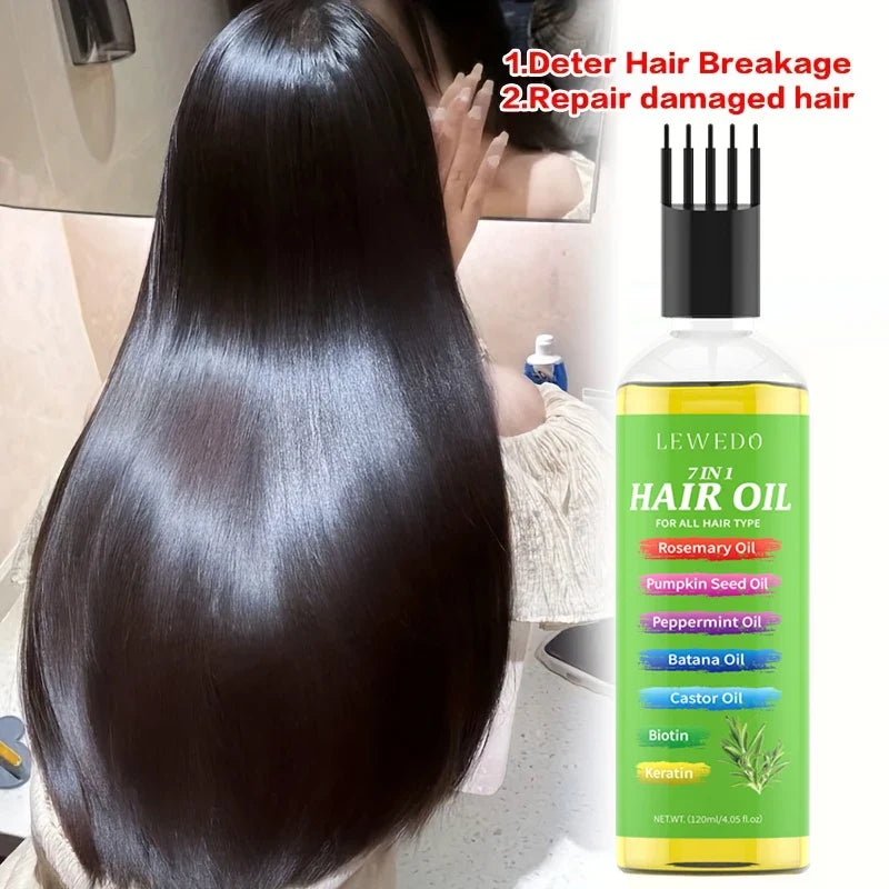 7 In 1 Hair Oil For All Hair Type Rosemary Batana Hair Growth Oil Keratin Biotin Castor Oil Hair Care Oil Beauty Health Product Tri Light Beauty