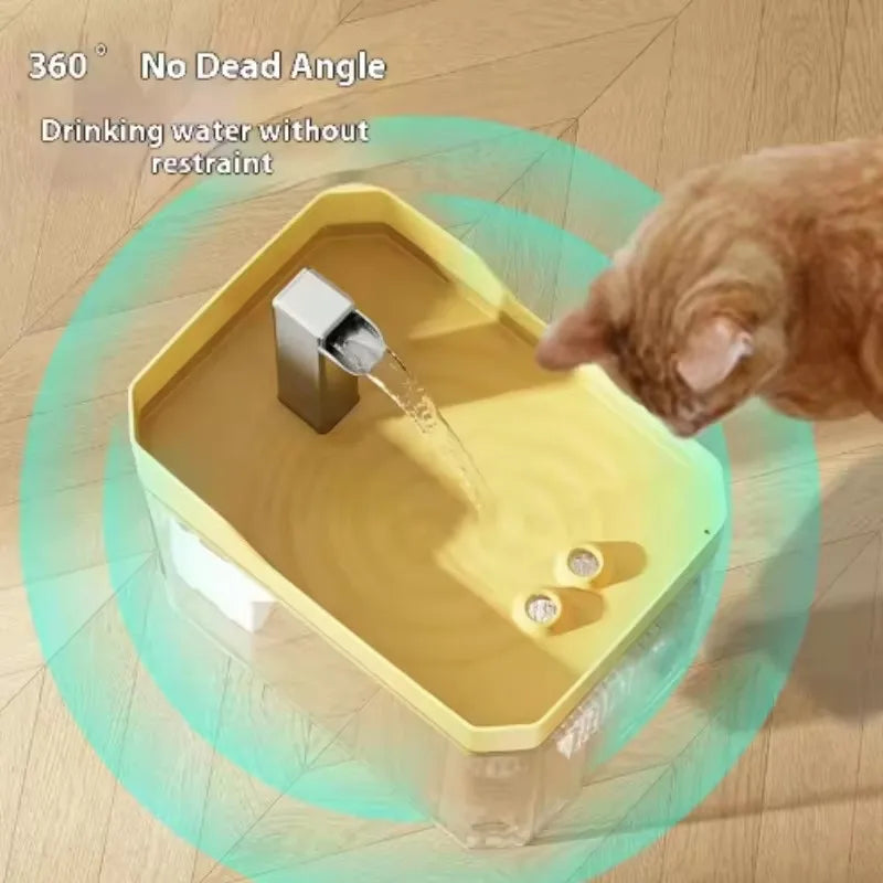 Clear Pet Water Fountain for Cats with Circulating Pump, Self-Cleaning Filter, and Overheat Safety Pi-Mart