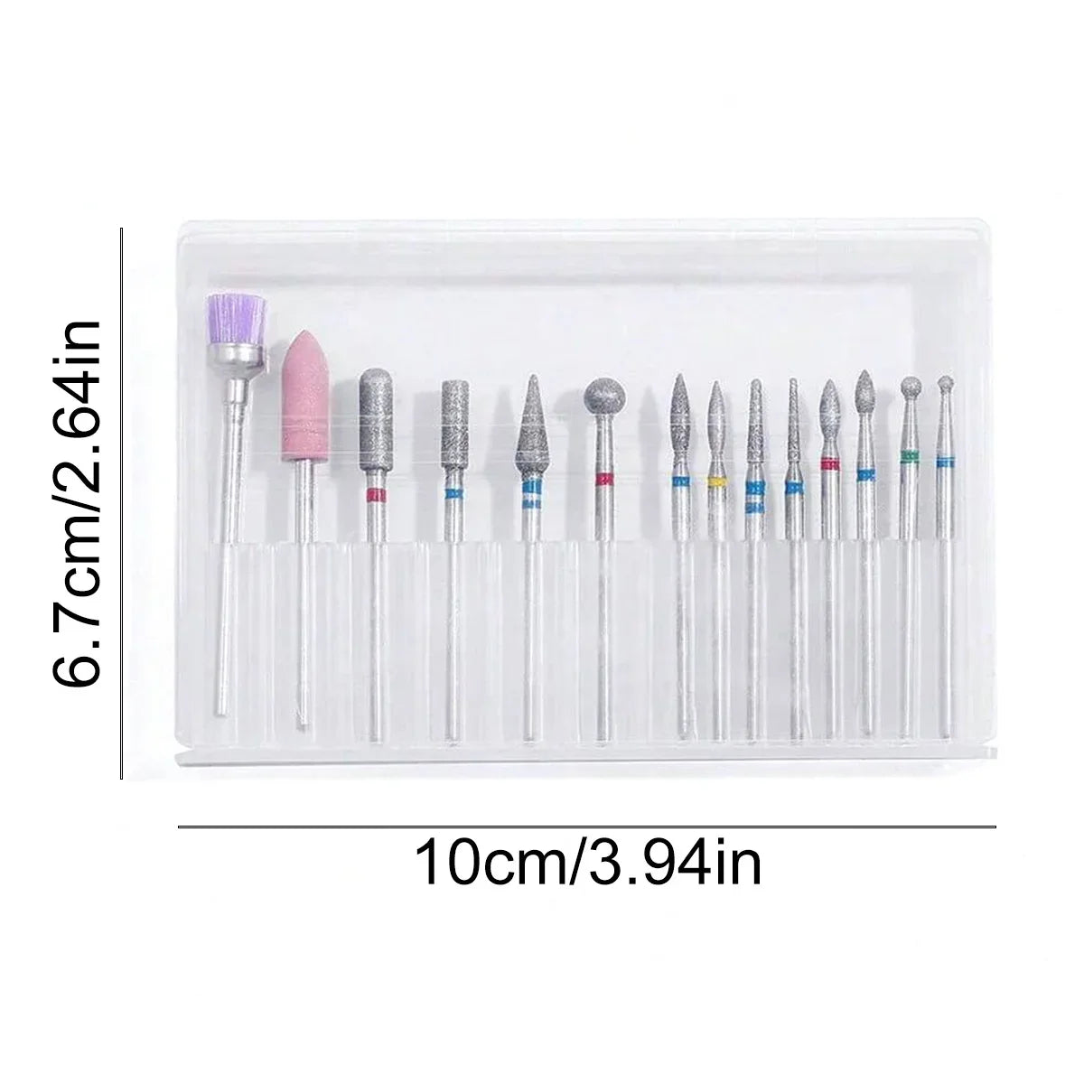 14pcs/set Nail Drill Machine Bit Nail Gel Removal Polishing Tools Pedicure Manicure Rotary Grinding Buffer Polisher Tri Light Beauty