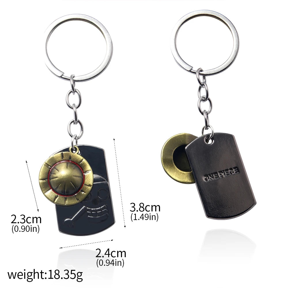One Piece Luffy Straw Hat Keychain Rotatable Zoro Skull Metal Pendant Role-Playing Decorative Accessories Fan Jewelry Gift Pi-Mart