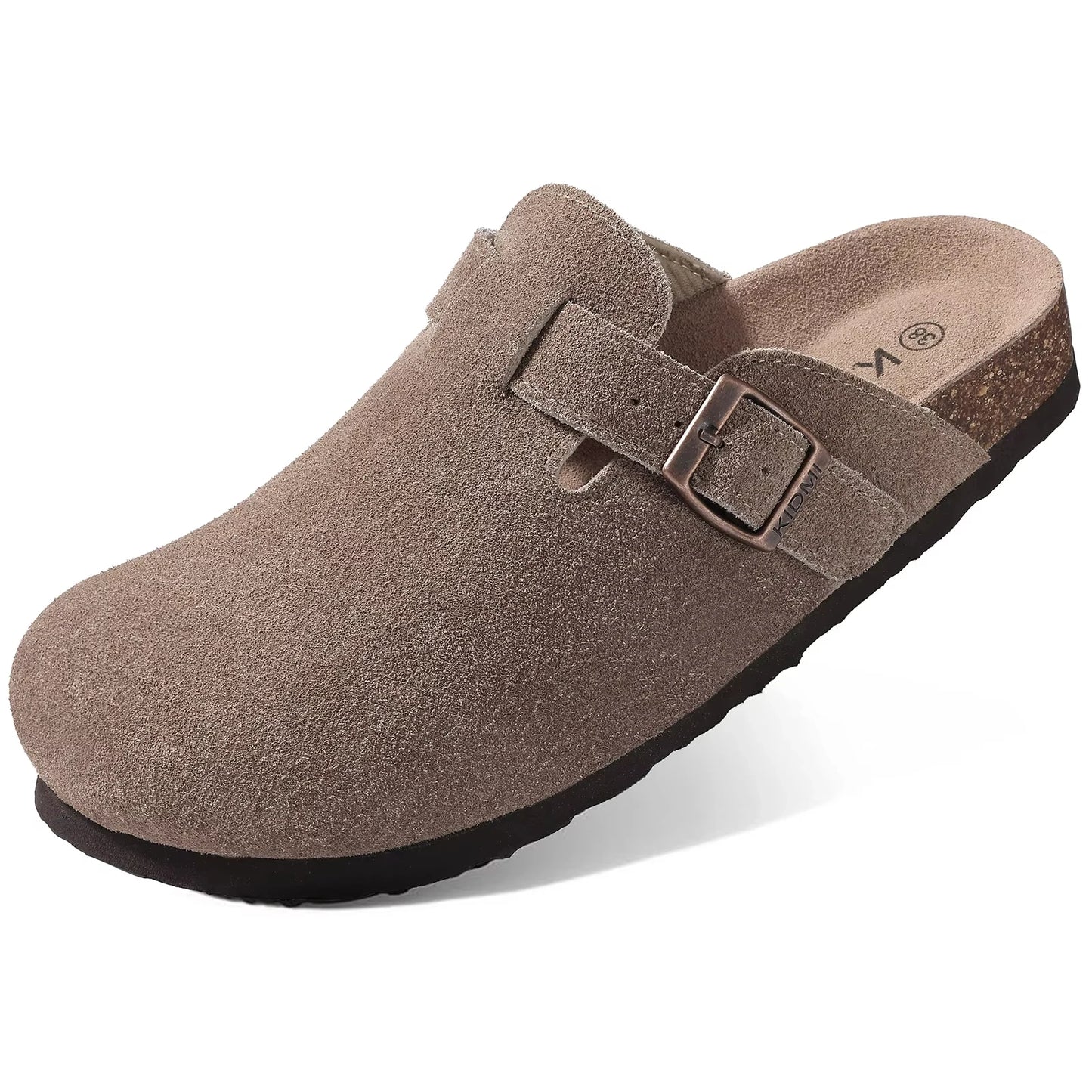 Comwarm Buckle Clogs For Women Men New Genuine Suede Clogs with Arch Support Soft Cork Footbed Mules Fashion Thick Beach Sandals Pi-Mart