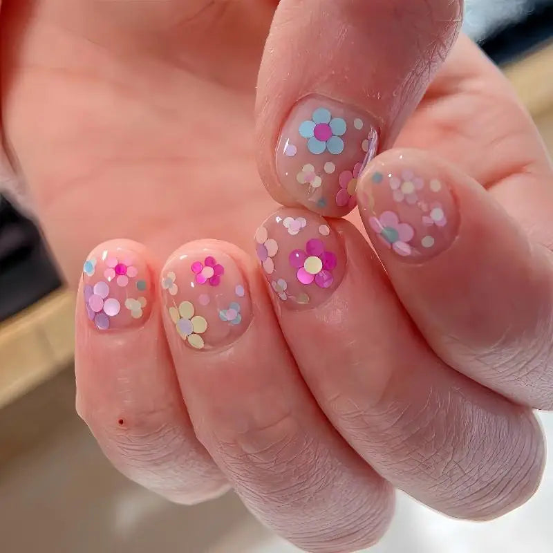 *12 Grids Mixed Mini Circular Colorful Nail Glitter Wave Point Sequin Sparkling Flower DIY Nail Decoration Nail Charms Pi-Mart