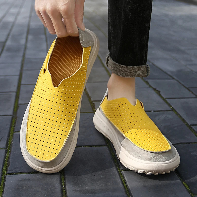 2026 New Men's Casual Shoes Fashion Comfortable Men's Shoes High Quality Leather Men Driving Shoes Handmade Flat Shoes Size 46 Pi-Mart