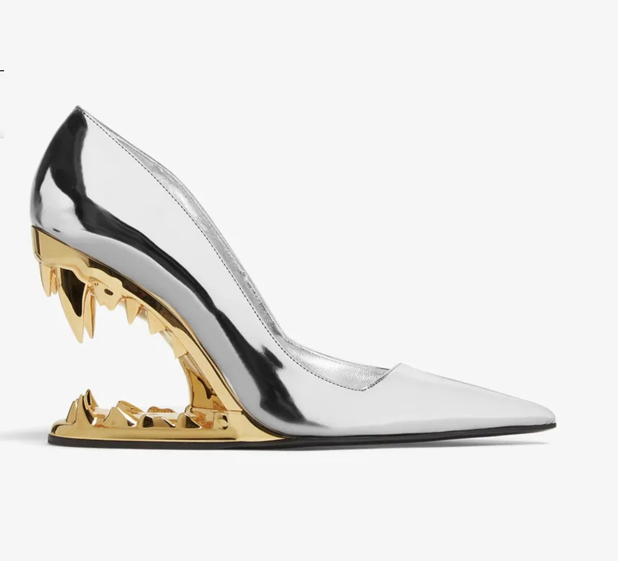 2026 Summer New Metal Tiger Teeth Single Shoes, High Heels, Fashion Show, Women's Wear, Size 44 Women's Sandals LadyShow.Store