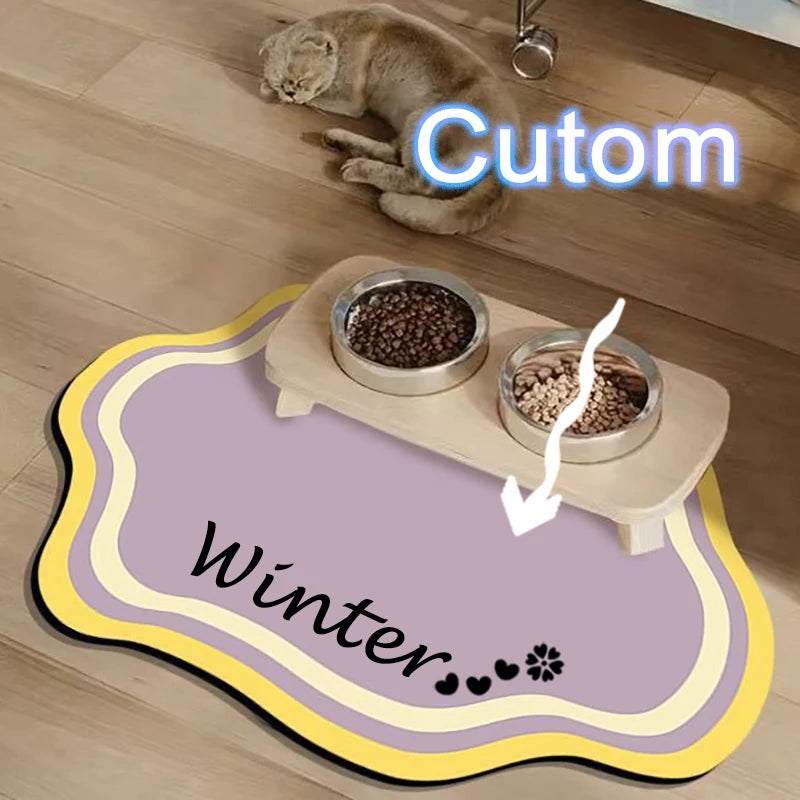  Custom Pet Feeding Mat Cute Shape Dog Diatom Mud Floor Mat Non-Slip Waterproof Home Decoration Dog Feeding Pad Pi-Mart