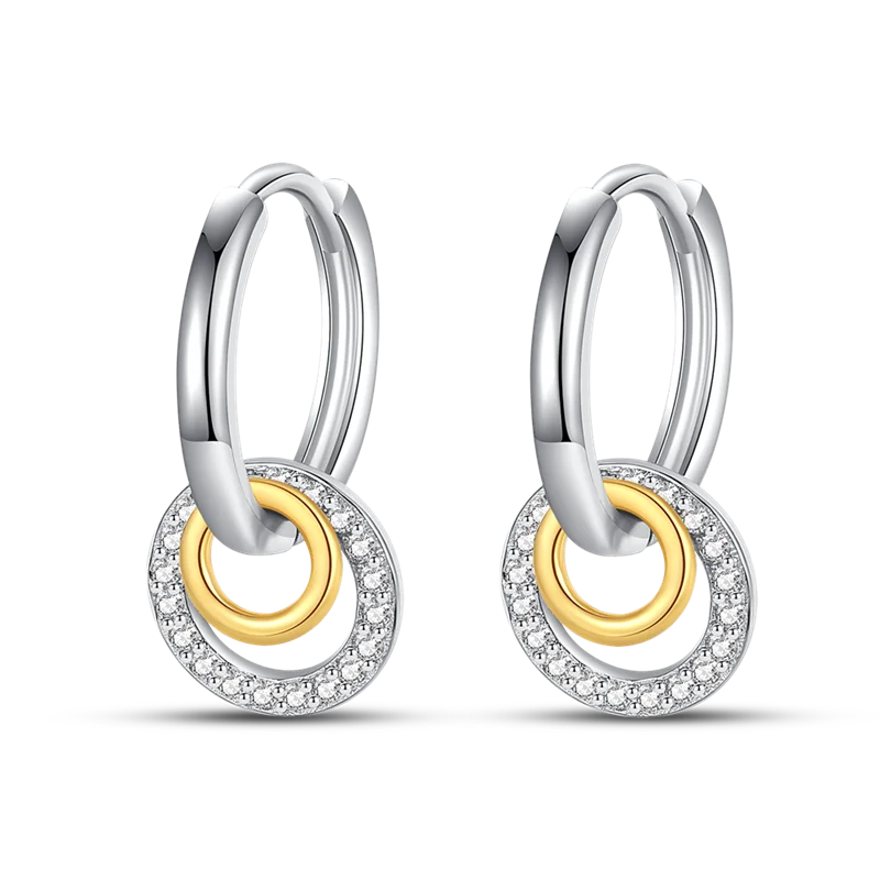 Genuine 925 Sterling Silver Love Feather Earrings Fit Original Charms Hoop For Women Girls Stud Earring Fine Jewelry Gifts Pi-Mart