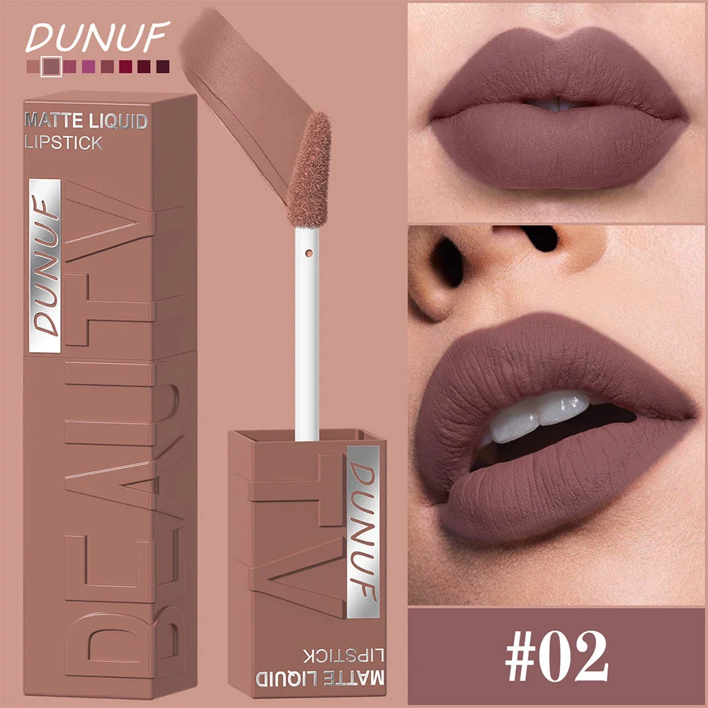 Matte Velvet Lipstick Lip Gloss Waterproof Smooth Long-Lasting Non-sticky Non-transfer Deep Red Nude Y2K Daily&Party Makeup Gift Tri Light Beauty