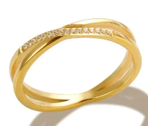 Stainless Steel Ring for Women Inlaid Zircon Rings Waterproof Romantic Fashion Jewelry Pi-Mart