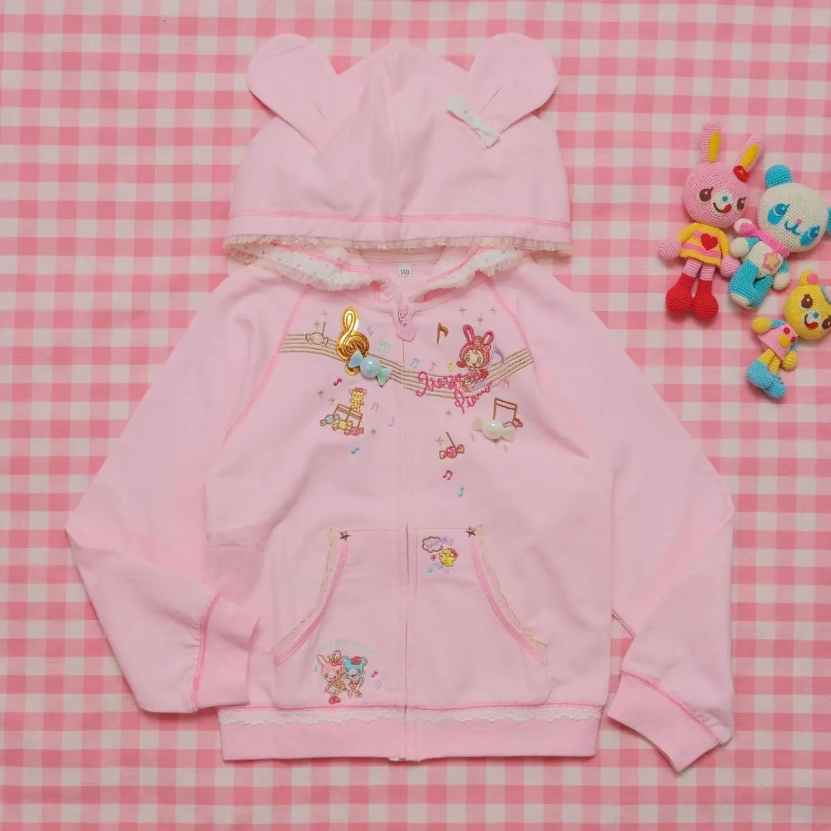 Japanese Cute Coat Embroidery Rabbit Ear Hooded Subculture Kawaii Y2k Tops Casual Fashion Sweet Coats Ropa Mujer Women Clothing LadyShow.Store
