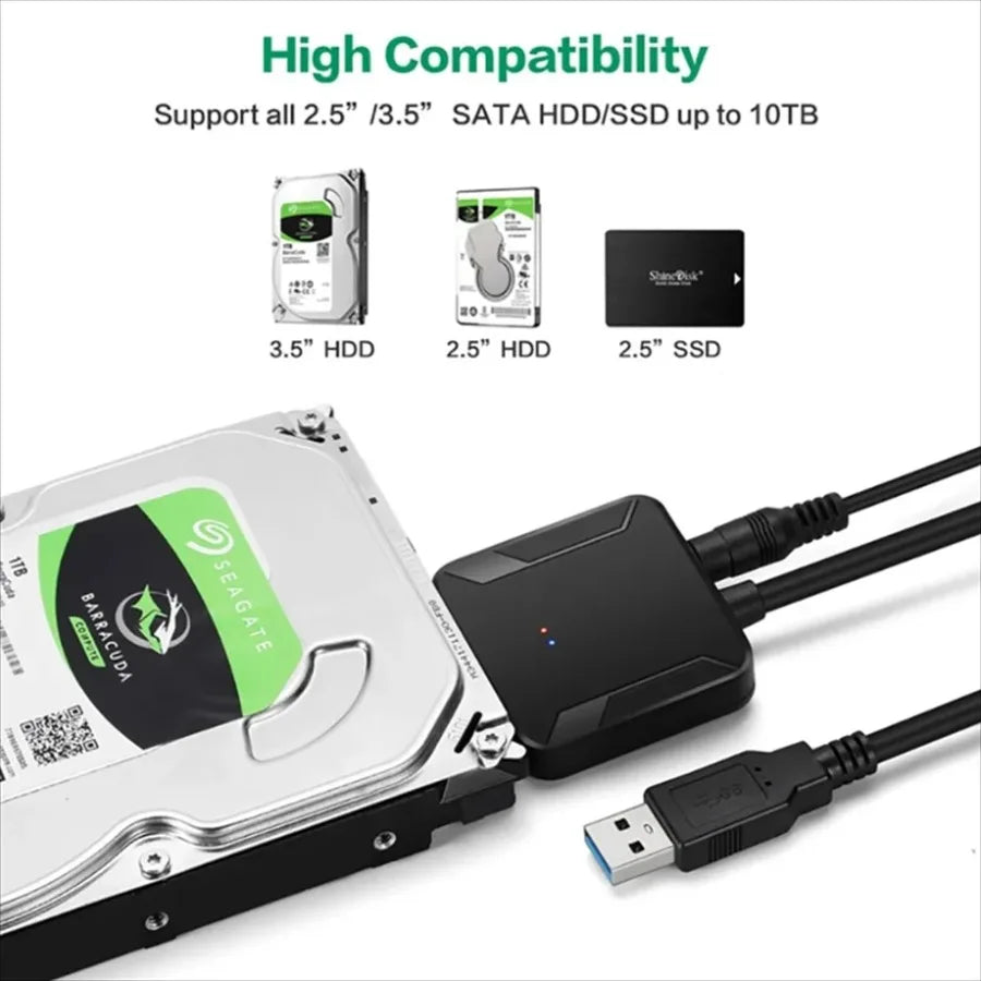 USB 3.0 Adapter Cable for 2.5" 3.5" HDD SSD Hard Drive 5Gbps External Converter with 12V Power Adapter USB 3.0 to SATA Converter Pi-Mart