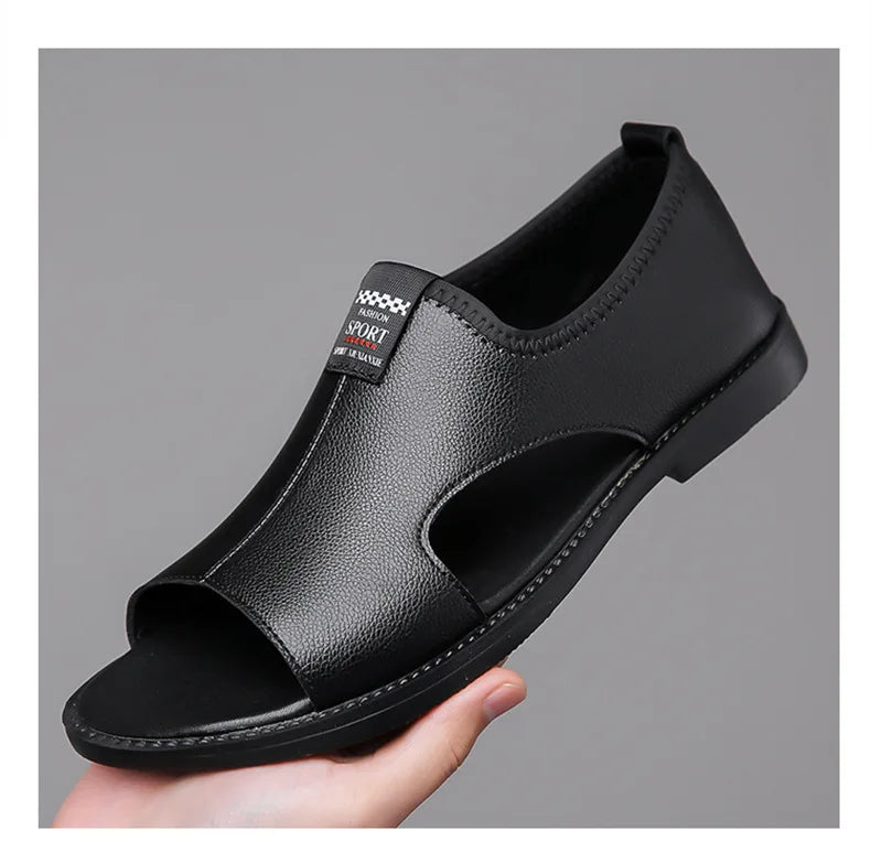 Brand Man Sandals Designer Fashion Leather Casual for Men Summer Comfortable Beach Slippers Outdoor Non-slip Men Sandalias 2026 Pi-Mart