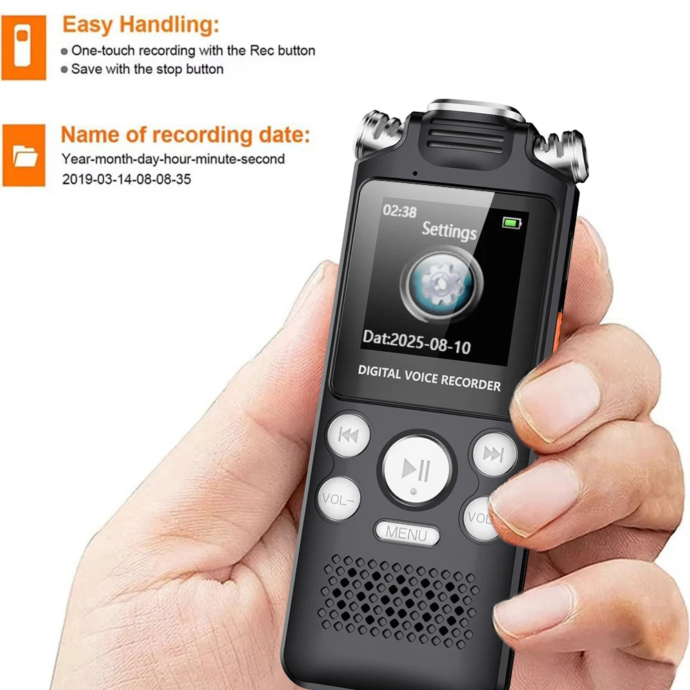 Professional Voice Activated Digital Audio Voice Recorder 8GB 16GB 32G Noise Cancelling Recording PCM Support OTG WAV MP3 Player Pi-Mart
