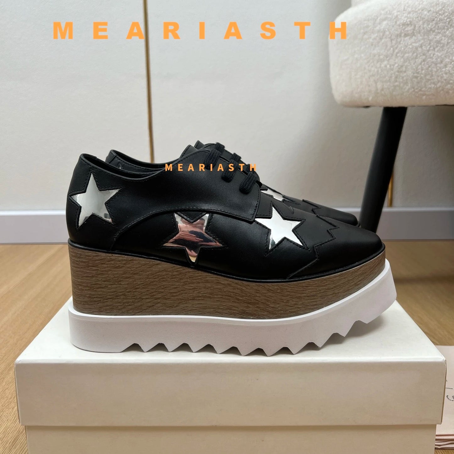 Women Walking Sneakers Autumn Lace-up High Platform Chunky Shoes Breathable Leather Shoes 8.5CM Winter Wedge Heels Casual Shoes Pi-Mart