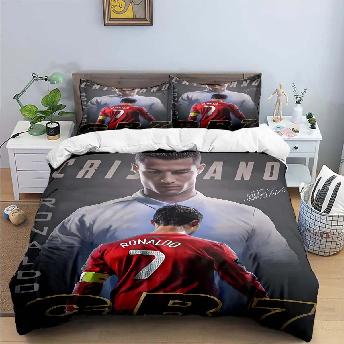 Fashion Football Star M-Messi R-Ronaldo Printing Bedding Set Duvet Cover Comforter Bed  Youth Kids Girl Boys Luxury Gift Pi-Mart