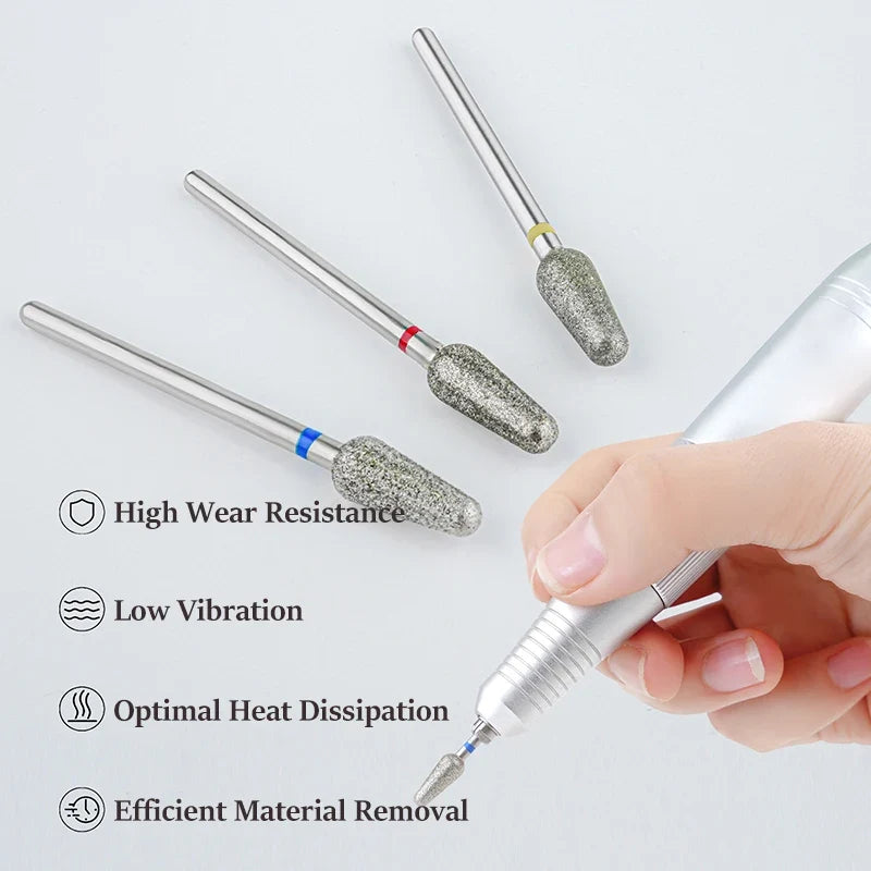 Electric Diamond Nail Drill Bit Sand Nail Files Cuticle Polishing Manicure Tool for Professional Nail Cleaning And Polishing Tri Light Beauty