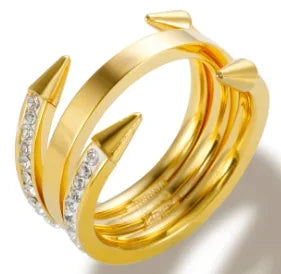 Personality Round Beads Ring Band Small Clear Crystal Zircon Waterproof Stainless Steel Rings Simple Granular Fine Jewelry Pi-Mart