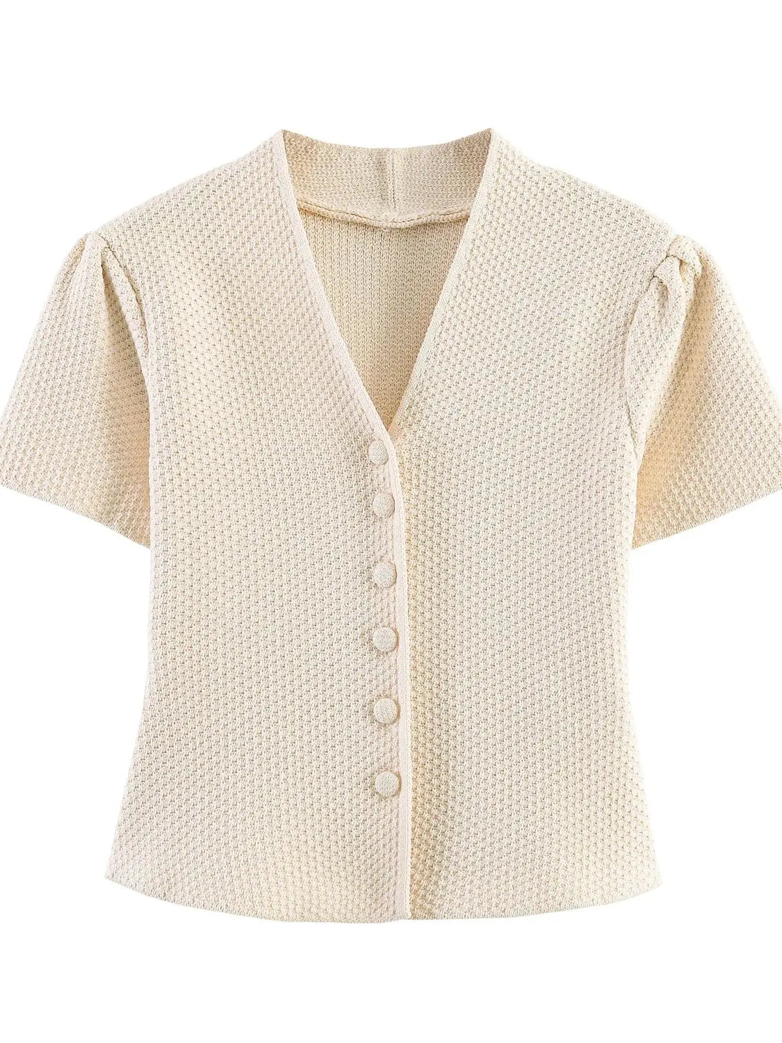 Summer minimalist style V-neck slim fit structured knit short sleeved knitted jacket with suspender short top and half skirt LadyShow.Store