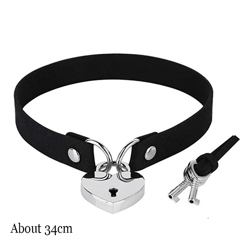 Black PU Leather Punk Choker Collar Necklace with Rivets Gothic Femme Jewelry for Party Club Sexy Goth Pendientes Pi-Mart