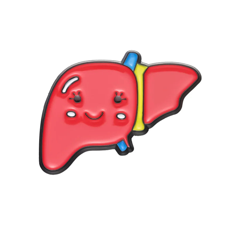 Cute Healthy Liver Organ Enamel Pin Visceral Kidney Breast Brooch Lapel Metal Badge Jewelry Gift for Doctors Nurses Wholesale Pi-Mart