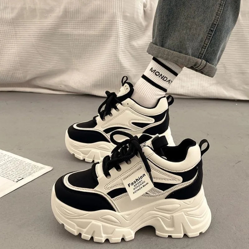Platform Women Sneakers Autumn New Increased Wear-resistant Vulcanized Shoes Fashion Lace-up Women Casual Training Shoes Zapatos LadyShow.Store
