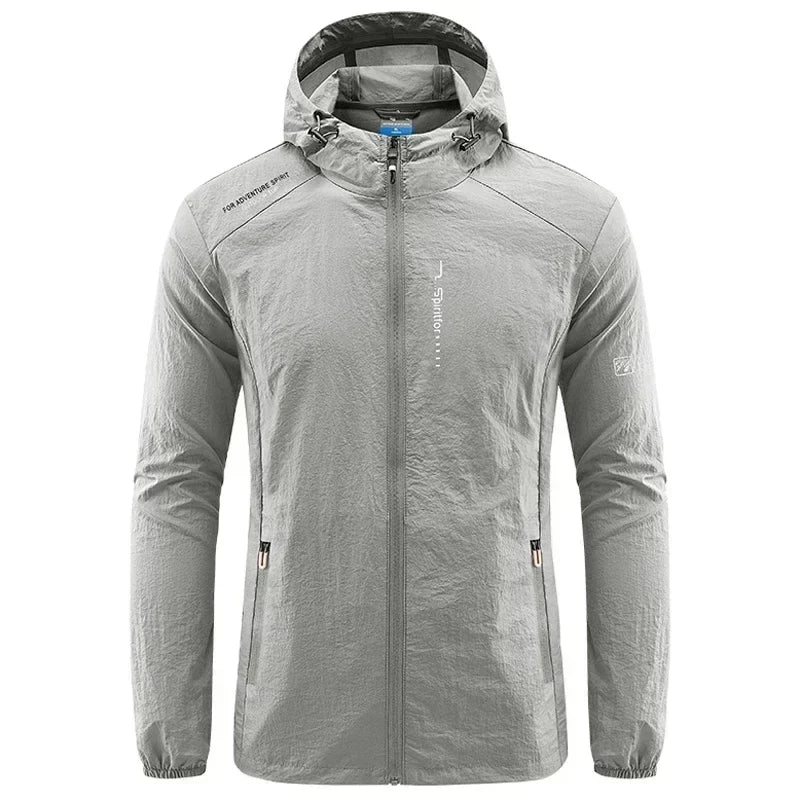 Men's UPF 50+ UV Protection Windbreaker Quick Dry Jacket Outdoor Sun-Protective Thin Hiking Fishing Cycling Hooded Sport Light LadyShow.Store