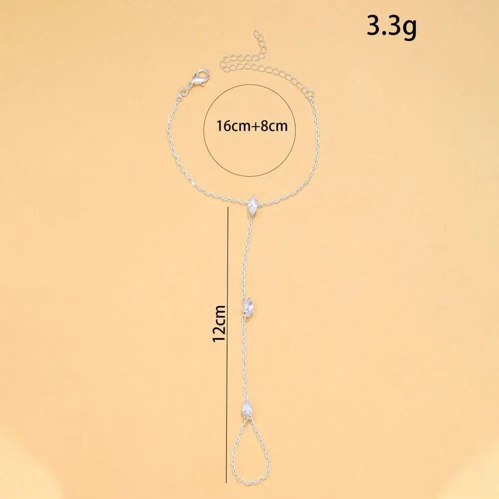 2025 Party Bling Zircon Crystal Bracelet Hand Chain for Women Rhinestone Thin Chain Finger Bracelet Jewelry Accessories Gift Pi-Mart