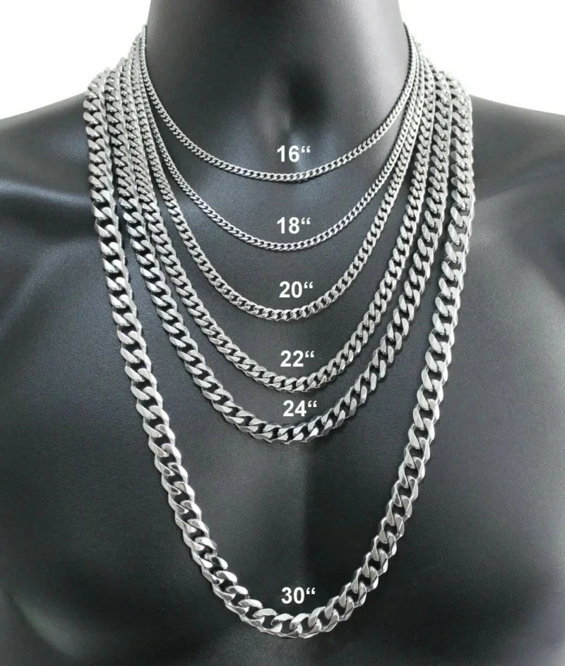 Men's Silver Color Necklace 2/4/6/8/10/12MM 40-75cm Face Chain Necklace Lobster Clasp Men And Women Engagement Jewelry Pi-Mart
