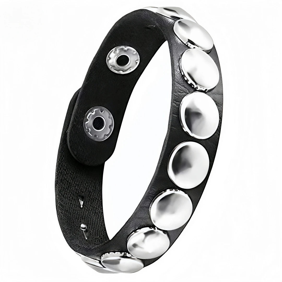 3Pcs/Set Vintage Emo Bracelets 3 Row Cuspidal Spikes Rivet Stud Wide Cuff PU Leather Punk Black Gothic Rock Unisex Accessories Pi-Mart