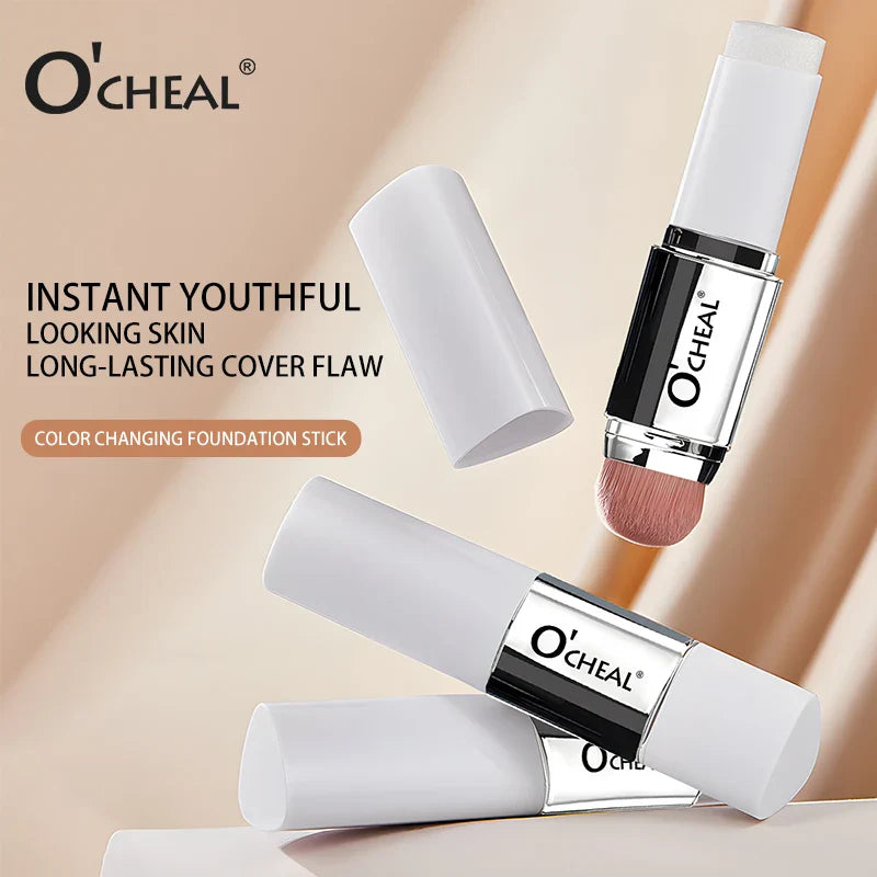 O'CHEAL Temperature Changing Foundation Stick Facial Coverage Blemishes Pores Double-Headed Face Matte Makeup Foundation Cream LadyShow.Store