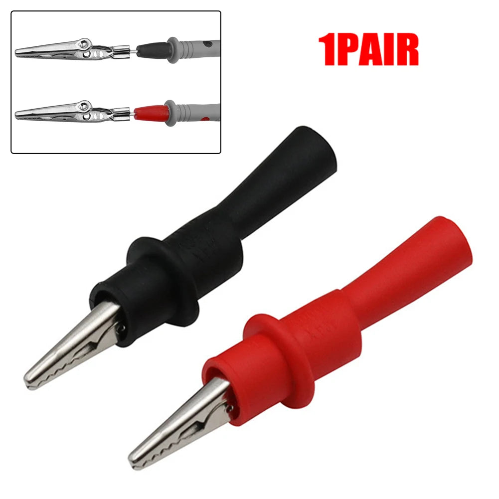 2pcs Red+Black Wire Tips Test Clip Clamp For Multi-Meter Tester AC DC 10A 1000V Multimeter Tool Accessories Pi-Mart