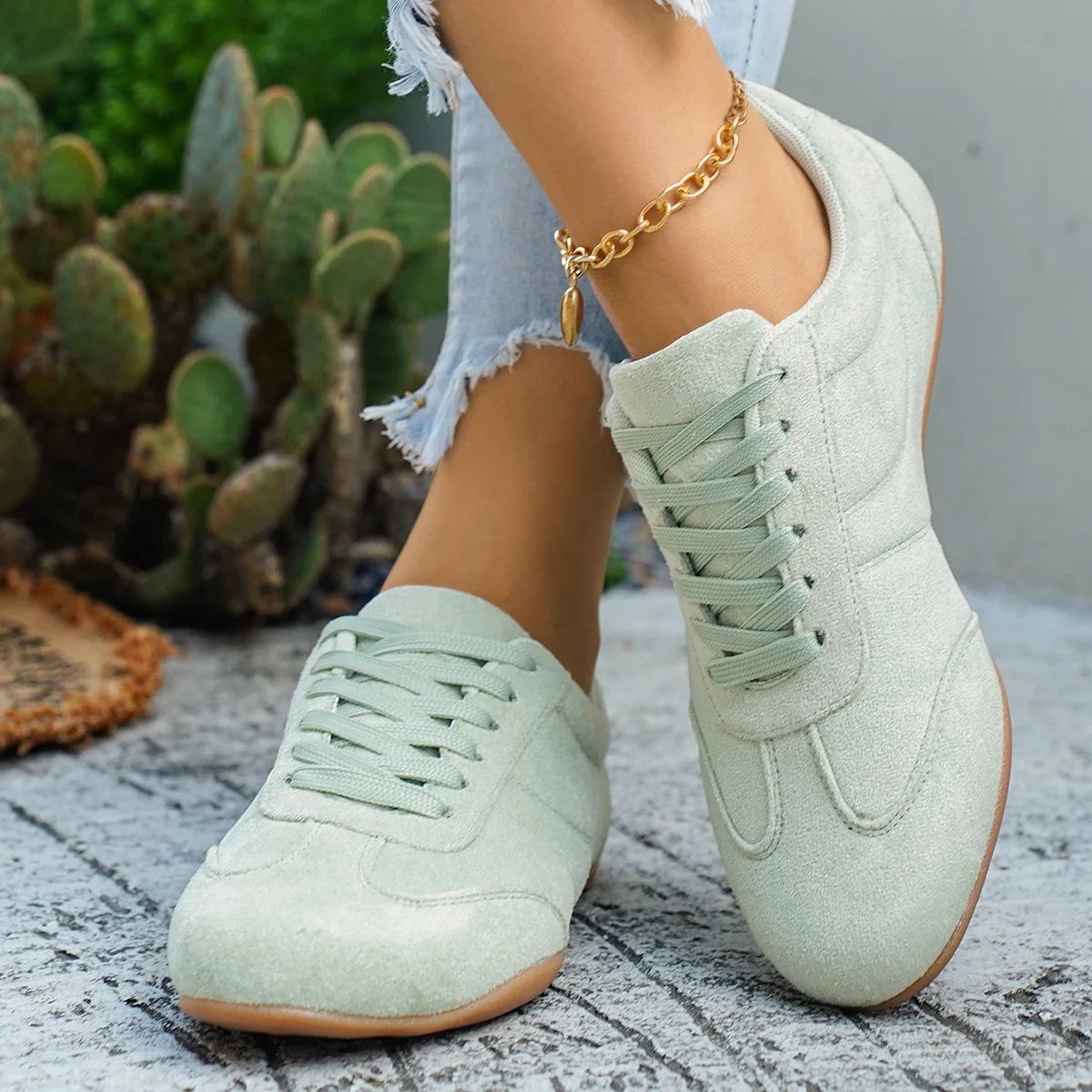 Women's Casual Flat-soled Non-slip Wear-resistant Sport Shoes Spring Autumn Round-toe Soft and Comfortable Women Single Shoes Pi-Mart