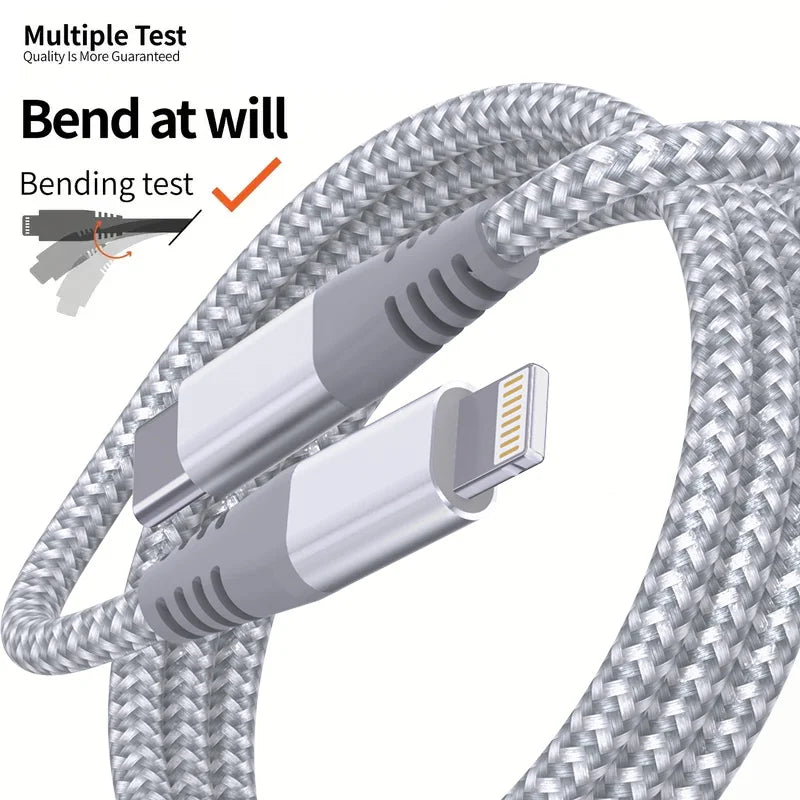 LAIHONEN 1 Pack MFi Certified USB C to Lightning Nylon Braided Fast Charging Cable 1M 2M 3M for iPhone 13 12 11 Pro Max Pi-Mart