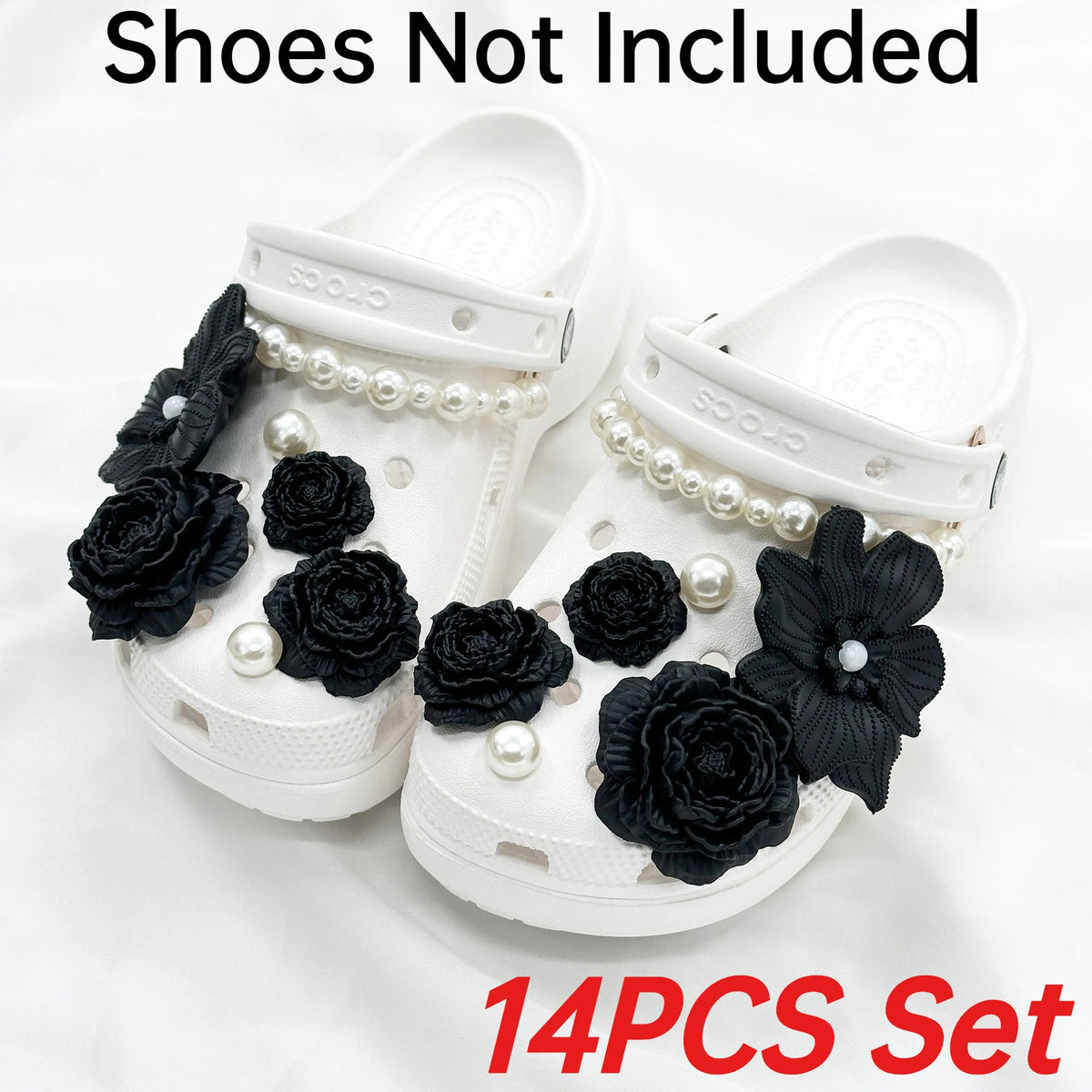 Cute Shoe Charms Set DIY Flower Hole Shoe Buckle Shoes Accessories 3D Flower Bouquet Bone White Hole Shoe Decorations For Women Pi-Mart