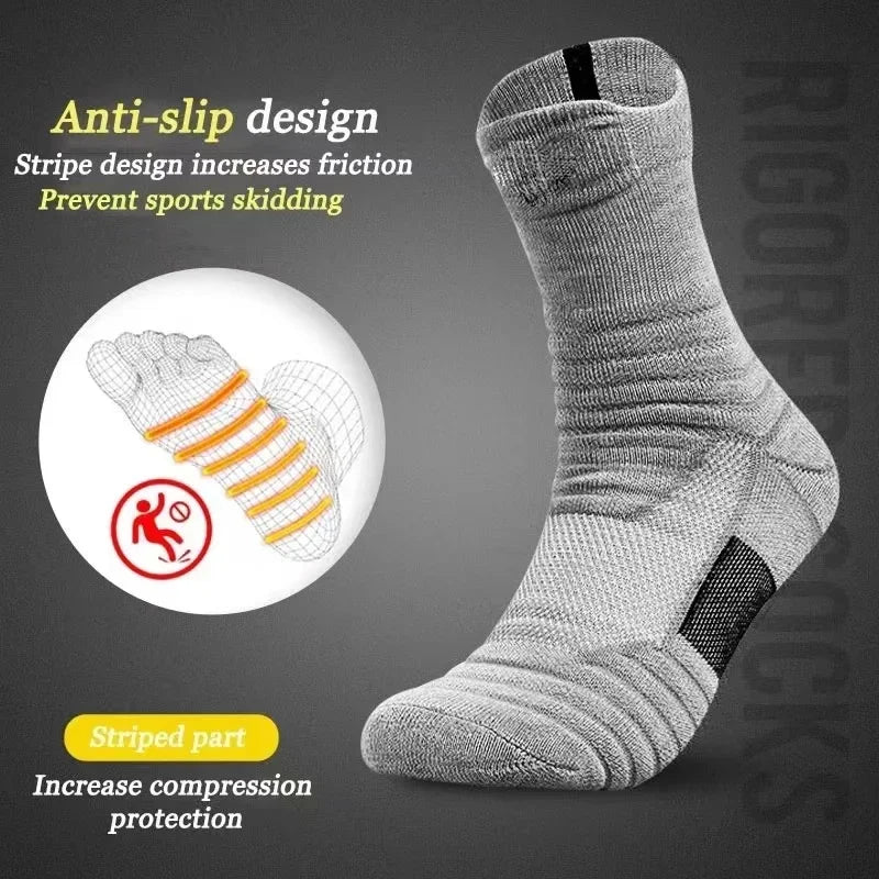 1/3 Pairs Anti-slip Football Socks Men Cotton Sock Short Long Tube Soccer Basketball Sport Socks Breathable Deodorous Sock 39-45 Pi-Mart