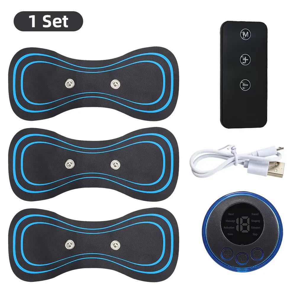 Electric Muscle Massager Set EMS Neck Massage Machine with8 Modes And 19 Strength Levels Portable Vibrating Treatment Instrument Tri Light Beauty