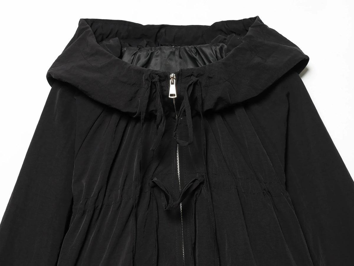 Women's Jacket 2026 Autumn New Red Long-Sleeve Drawstring Decorative Festive Hoodie Zipper Cardigan Casual Fashion Versatile Pi-Mart
