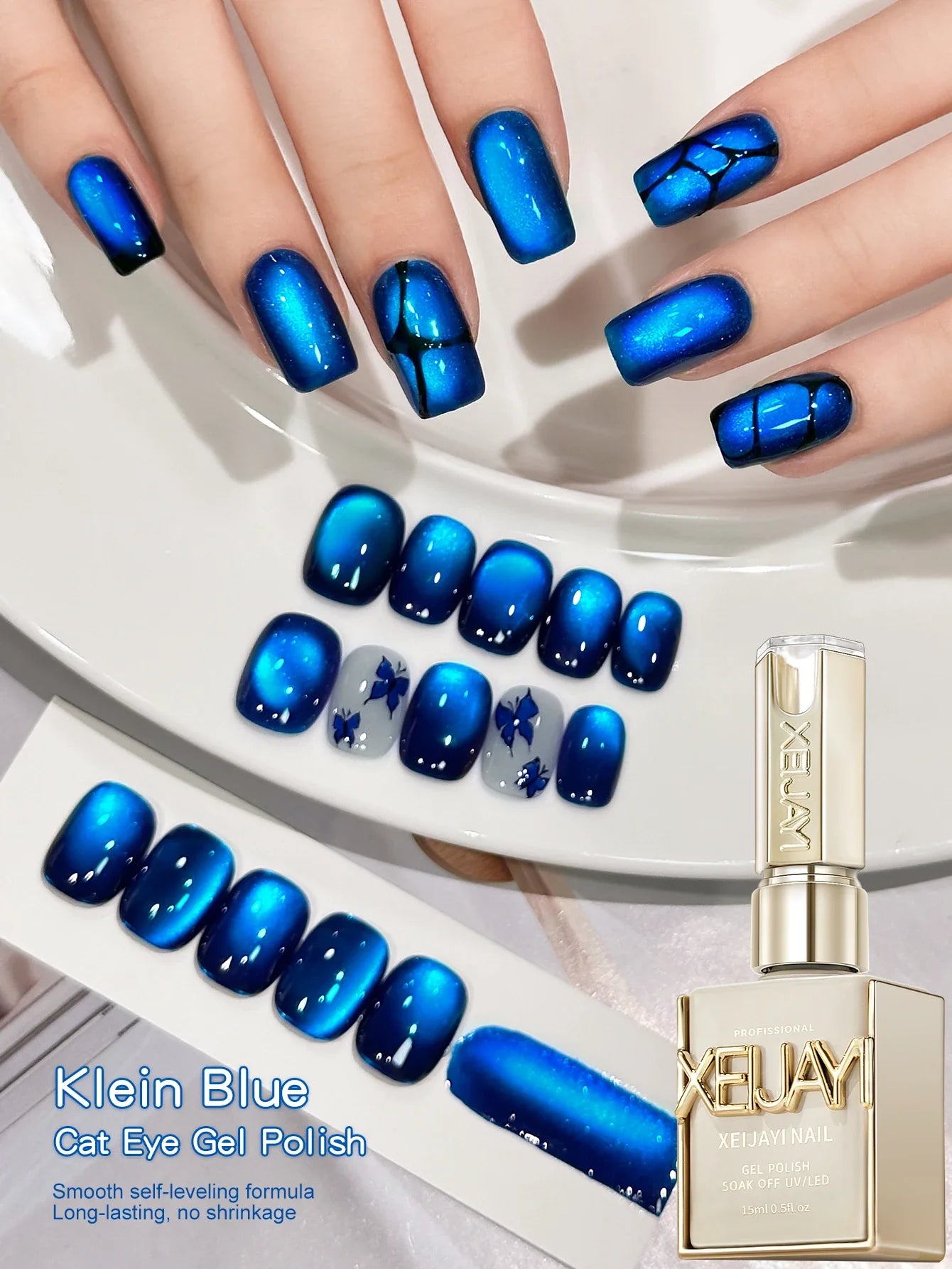 15ml Snow Pear Crushed Ice Cat Eye Gel Nail Polish,  Shiny Bubble-Free UV/LED Quick-Drying Gel Suitable For Nail Art DIY Design Tri Light Beauty