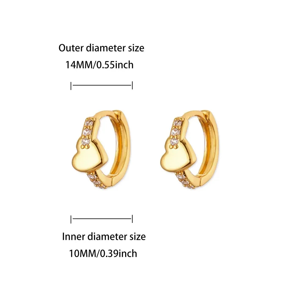 Hollow Zircon Heart Earrings For Women Stainless Steel Gold Color Heart Earring Luxury Wedding Couple Jewelry Gift Free Shipping Pi-Mart