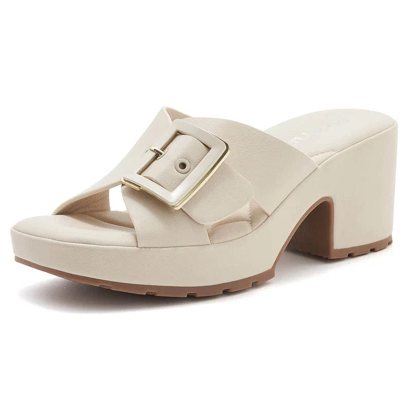 New 2025 Spring Summer Thick-Soled Sandals For Women Casual And Comfortable Large-Size Metal Buckle Slippers Casual Versatile LadyShow.Store