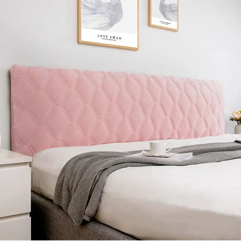 All-inclusive Super Soft Smooth Quilted Head Cover Thicken Velvet Headboard Cover Solid Color Bed Back Dust Protector Cover Pi-Mart