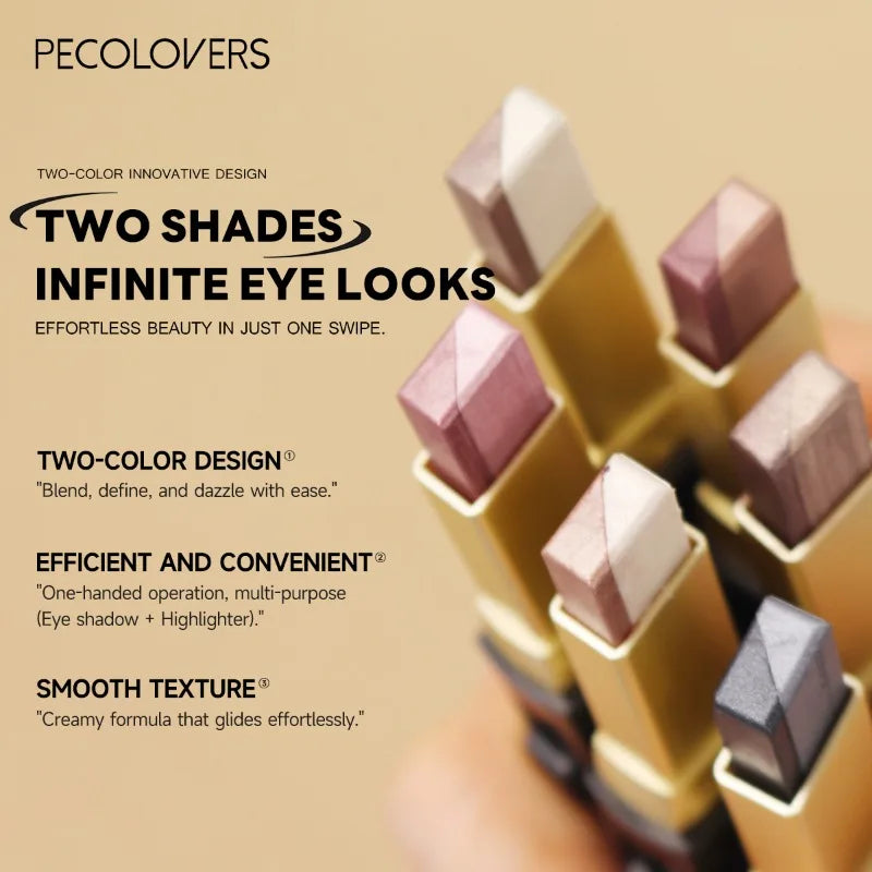 Double Color Eyeshadow Stick Glitter Highlight Shadow Stick Eye Makeup Waterproof Lasting Shimmer Metallic Eyeshadow Makeup LadyShow.Store