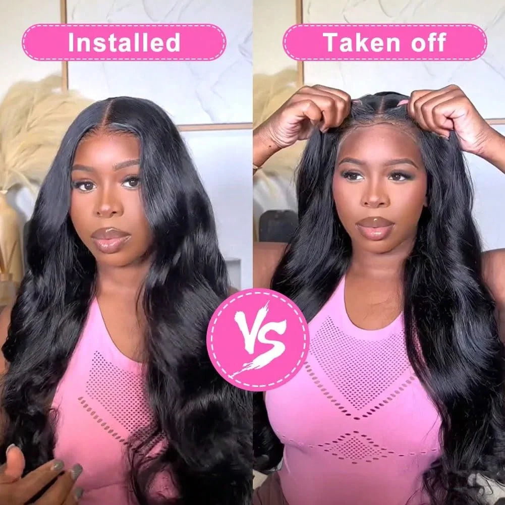 13x4 HD Transparent Lace Front Wigs For Women 34 Inch Body Wave Human Hair Wig 250% Density Pre Plucked Lace Frontal Wig LadyShow.Store