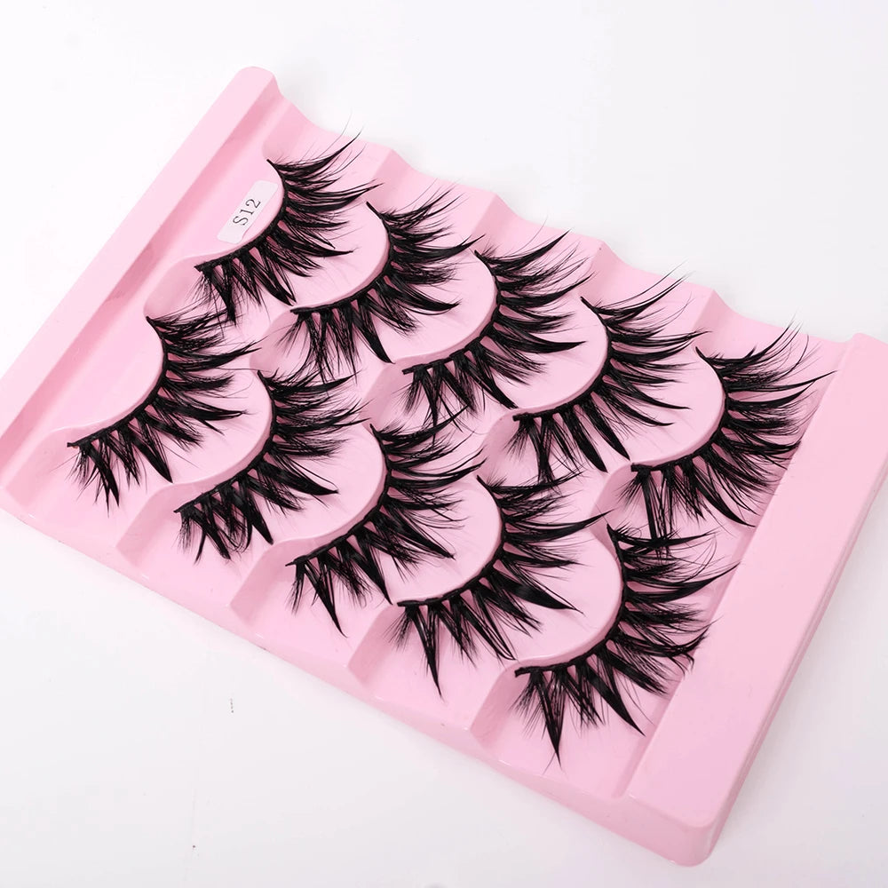 Yiernuo 1/5 Pairs Cosplay Anime Eyelashes Manga Lashes Dramatic Fairy Clusters Lashes Wet Look Lashes Pi-Mart
