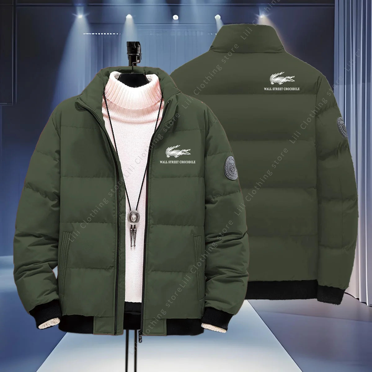 Wall Street Crocodile Winter Coats Men's Puffer Jackets Thick Warm Bomber Jackets Parkas Down Jackets Men's Winter Jackets New Pi-Mart